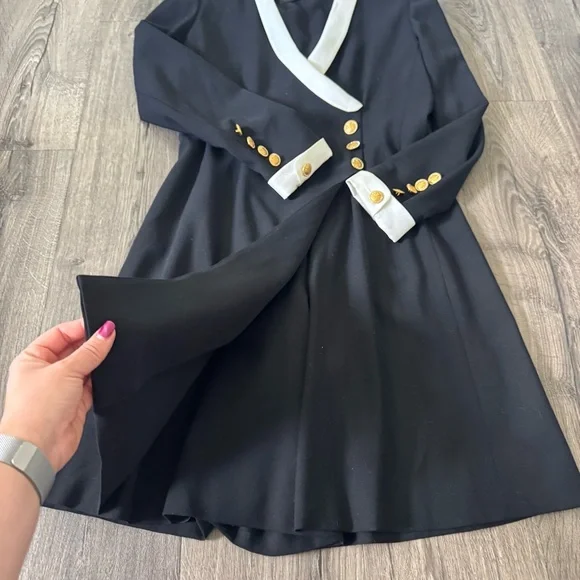 Vintage Escada Couture Black White romper Dress with Gold Accents size 36 - Picture 5 of 14